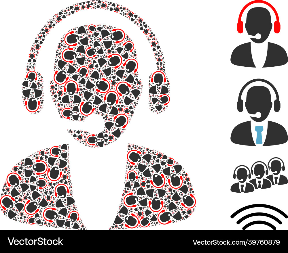 Online operator icon recursive collage Online operator icon recursive collage Vector Image