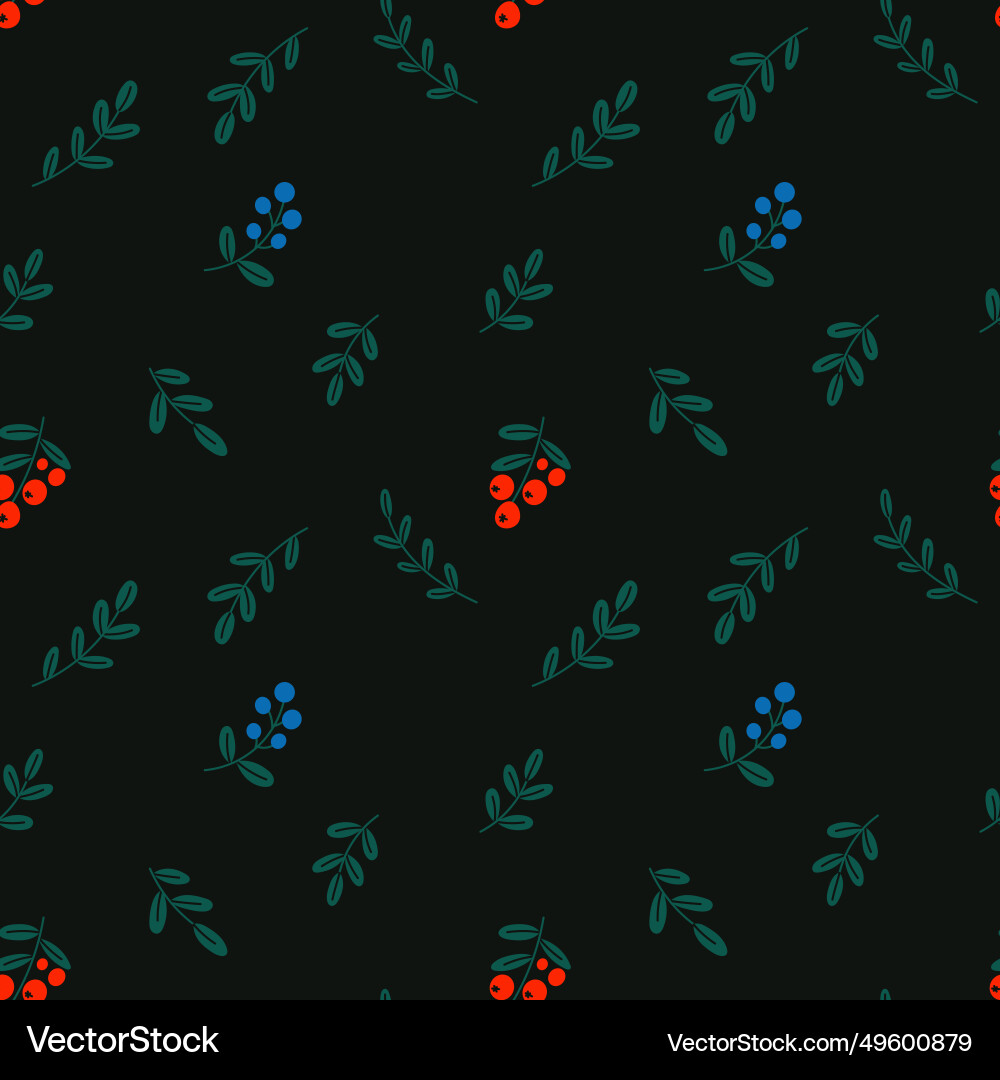 Seamless pattern with berries on black background Vector Image