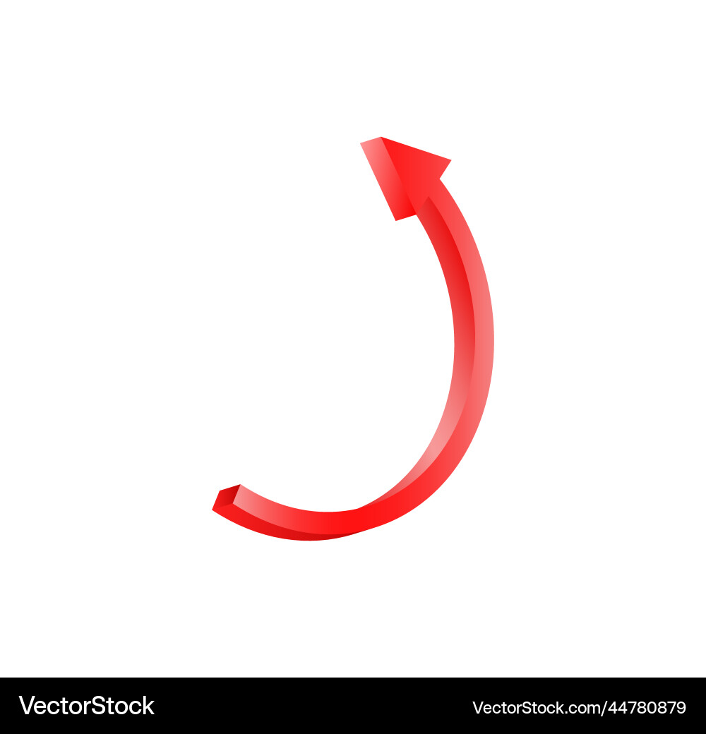 Semicircular red arrow forward pointer vector image