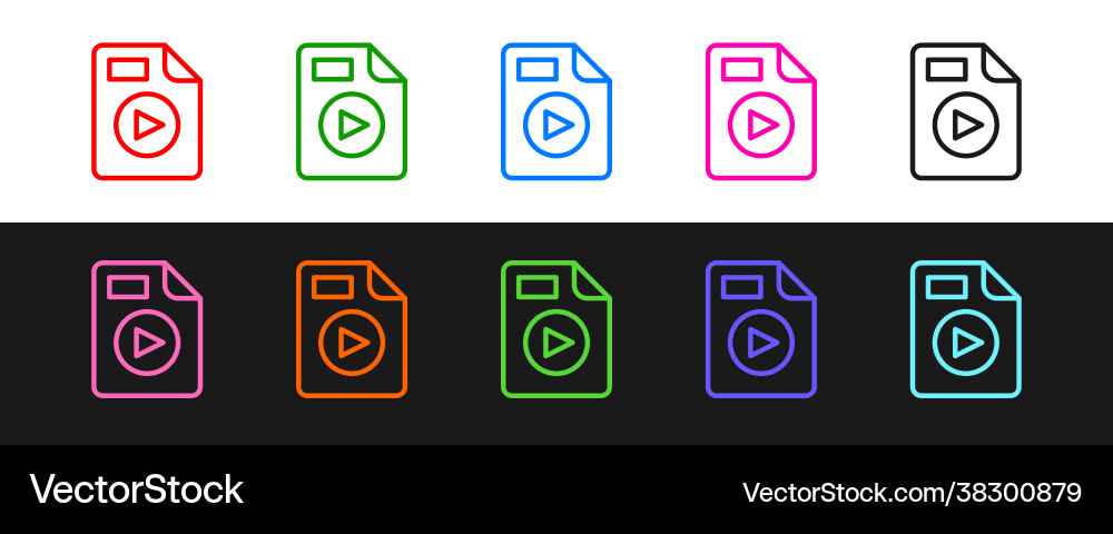 Set line avi file document download button Set line avi file document download button vector image