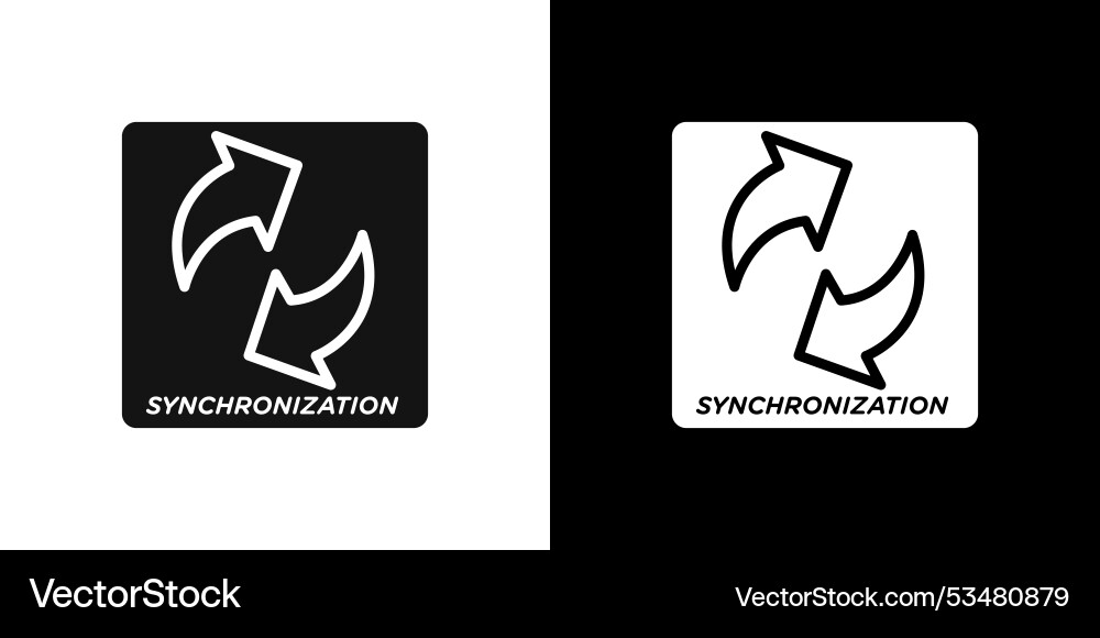 Synchronization icon flat set outline vector image