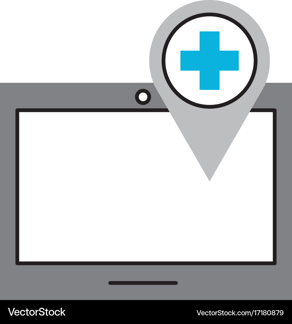 Tablet with pointer map navigation medical vector image