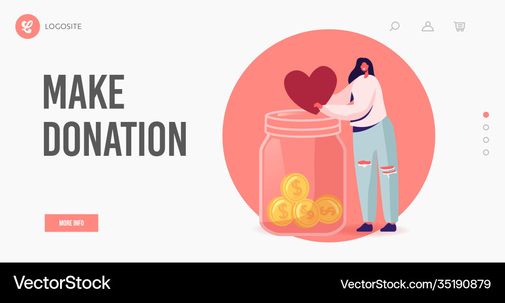 Volunteers charity landing page template donation Volunteers charity landing page template donation vector image