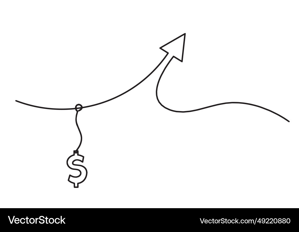 Abstract continuous lines arrows with dollar Abstract continuous lines arrows with dollar Vector Image