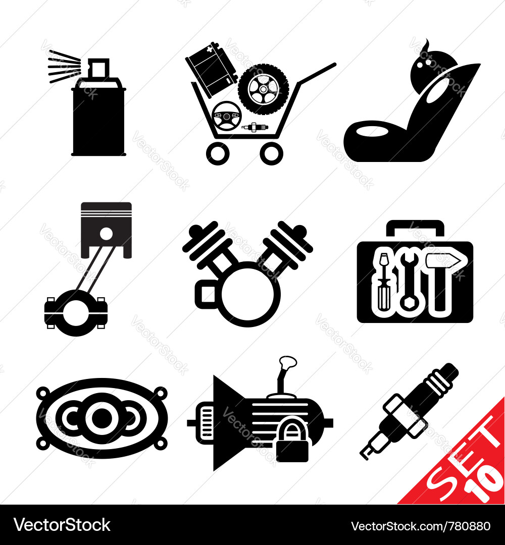 Automotive Parts Icon Set Vector Image
