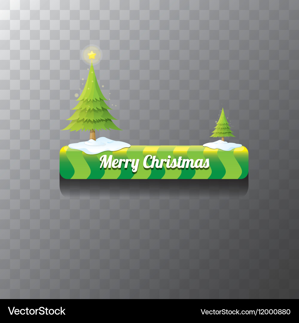 Christmas green button with tree Vector Image