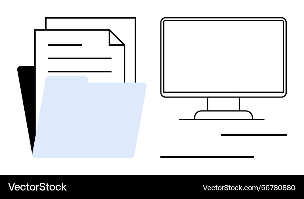 Digital file management with folder documents Digital file management with folder documents vector image