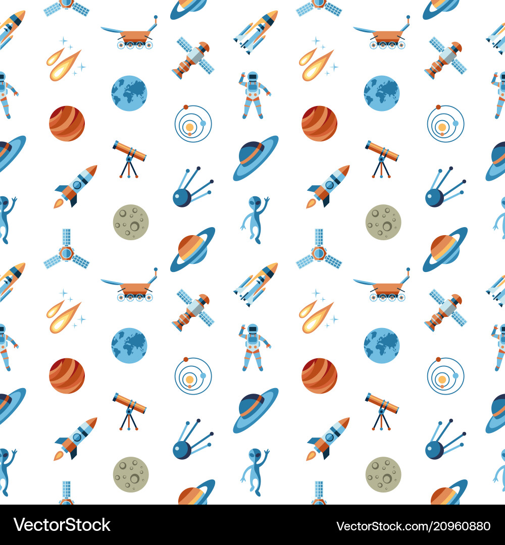 Digital line icons set space and rockets Digital line icons set space and rockets vector image
