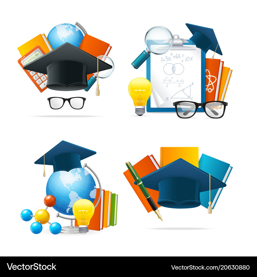 Education Concept Set - 3D Vector Image