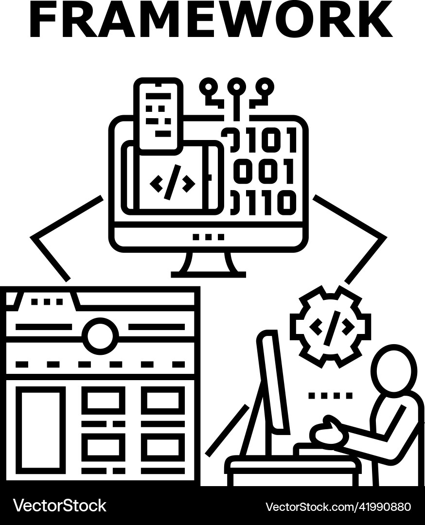 Framework coding concept black Framework coding concept black vector image