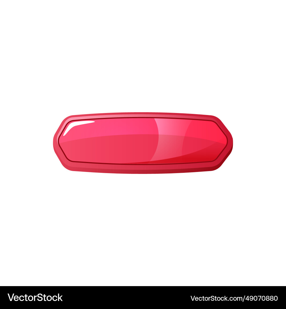 Glossy red button game design ui element vector image