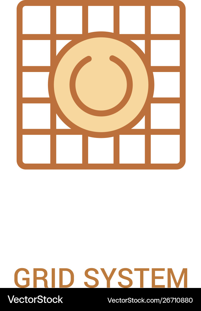 Grid system concept 2 colored icon simple line Grid system concept 2 colored icon simple line vector image
