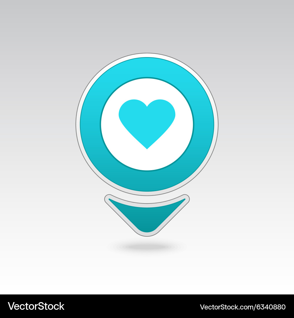 Heart pin map icon pointer markers vector image
