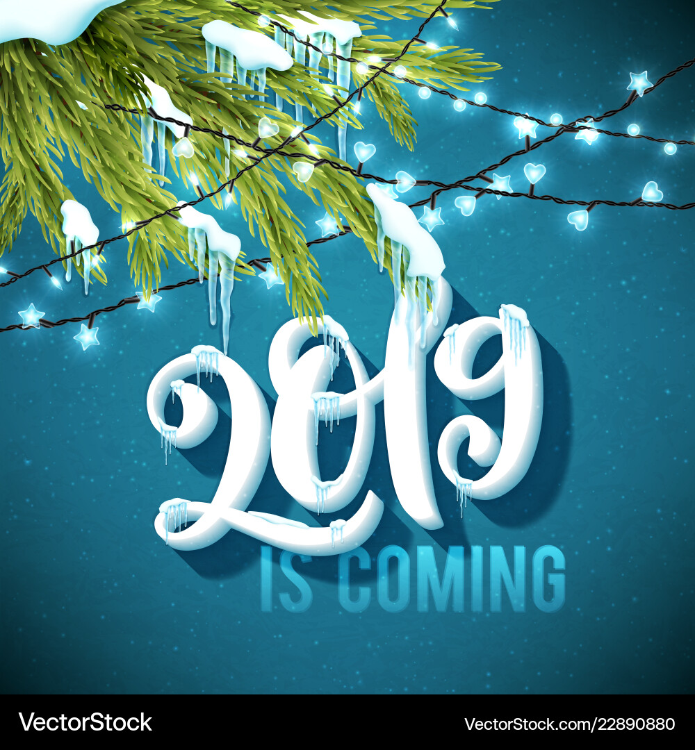 Hello happy new year 2019 poster mit realistisch Hello happy new year 2019 poster mit realistisch vektorbild