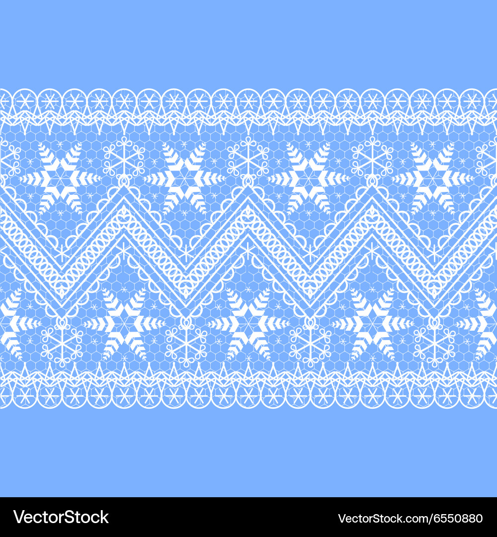 Lace snowflakes pattern border Royalty Free Vector Image