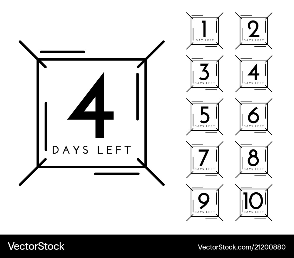 Number of days left badge in line style vector image