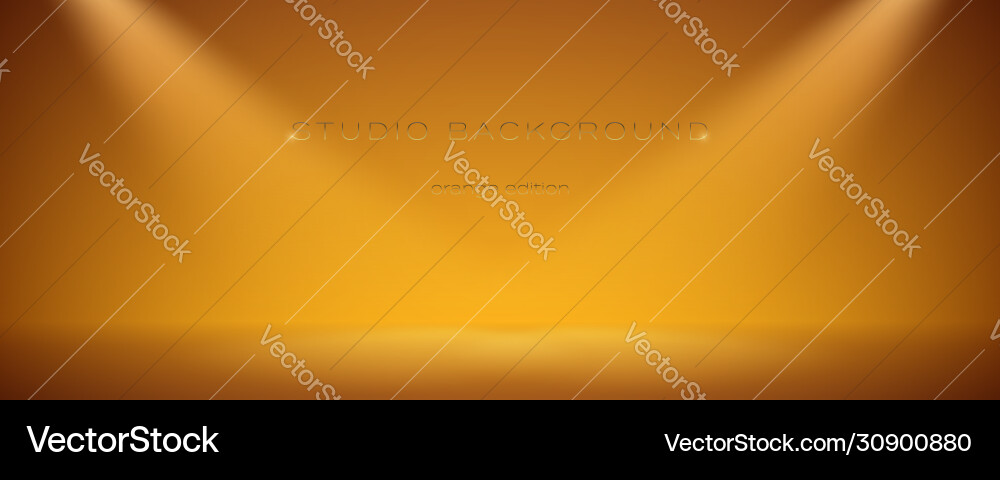 Orange empty studio with two spotlights soft vector image