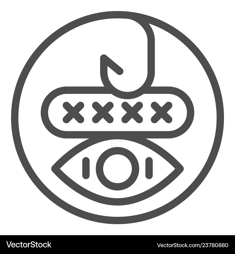 Password phishing line icon hook and computer Password phishing line icon hook and computer Vector Image