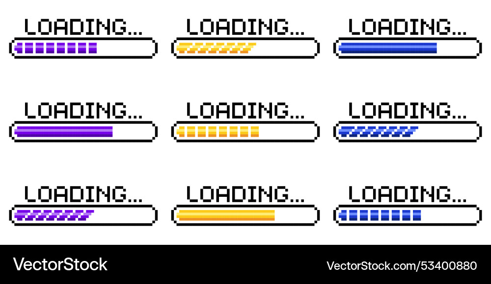 Pixel art 8-bit loading bar concept Vector Image