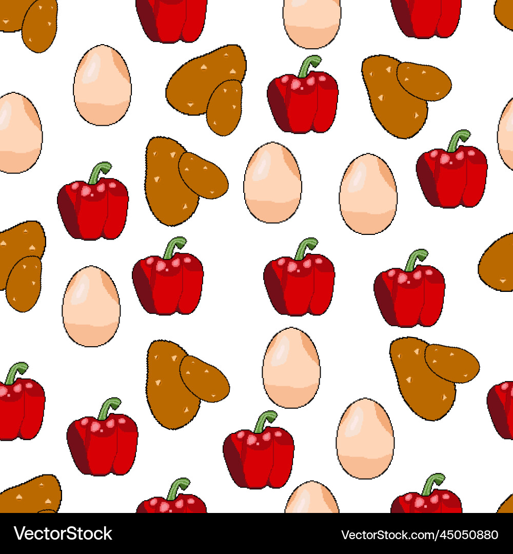 Pixel pattern of useful products icons on white Vector Image