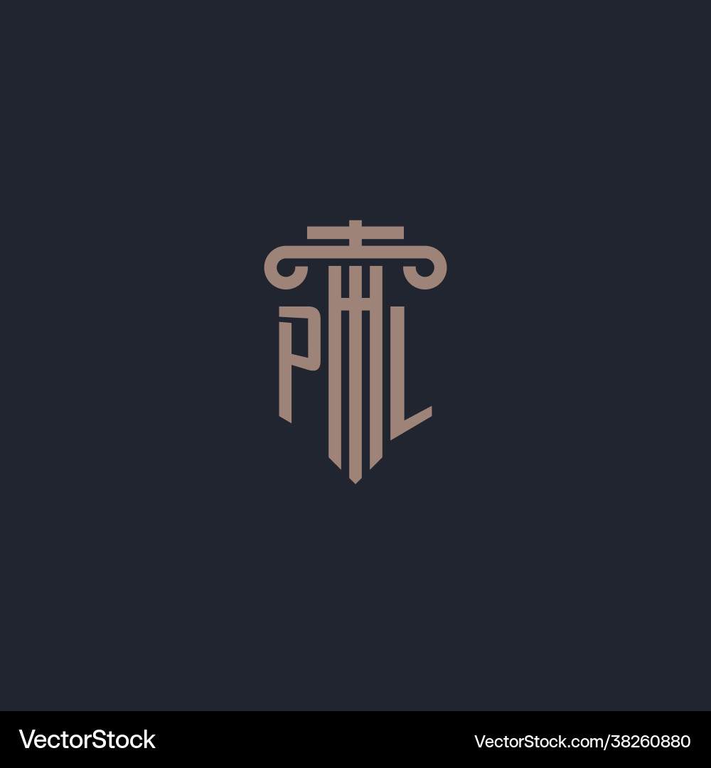 Pl initial logo monogram with pillar style design Vector Image