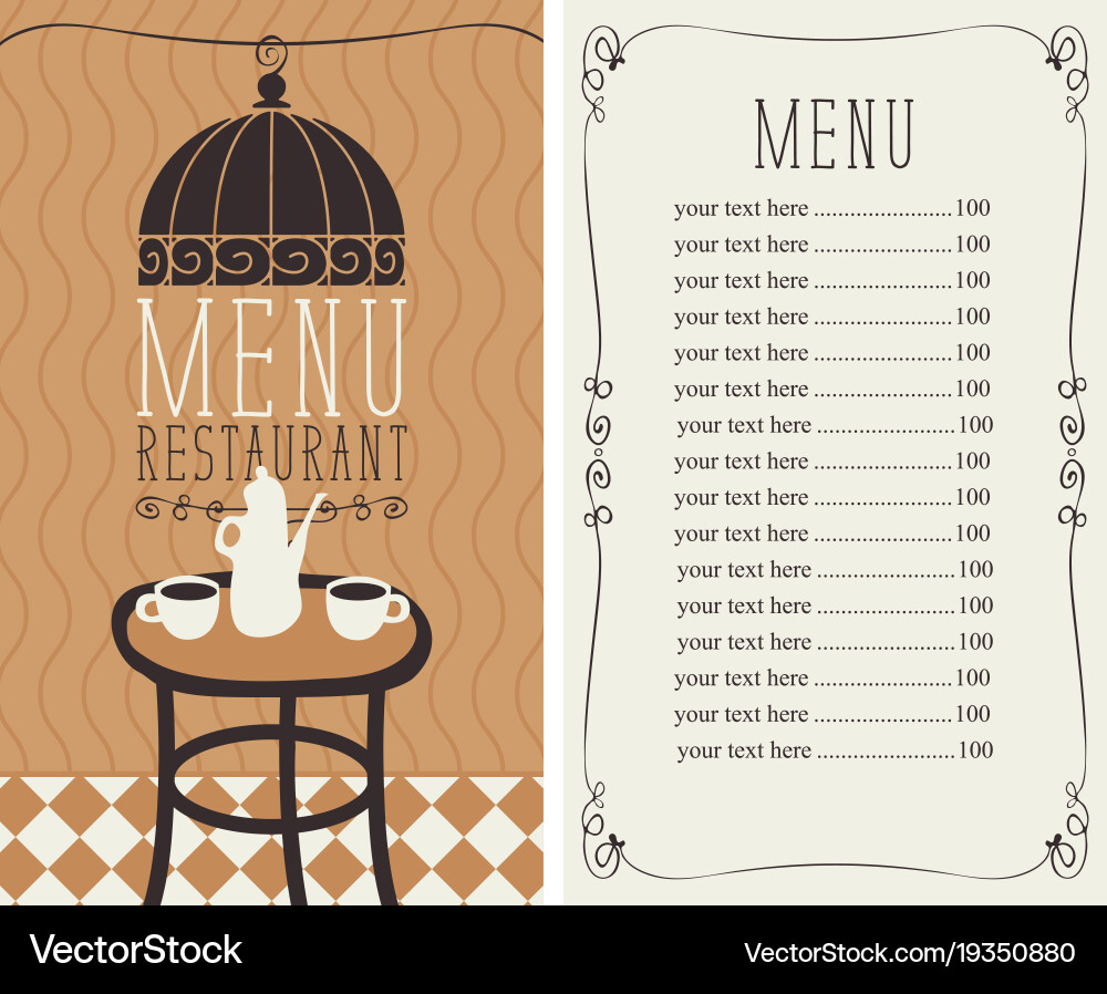 Retro Cafe Menu with Table Setting Vector Image