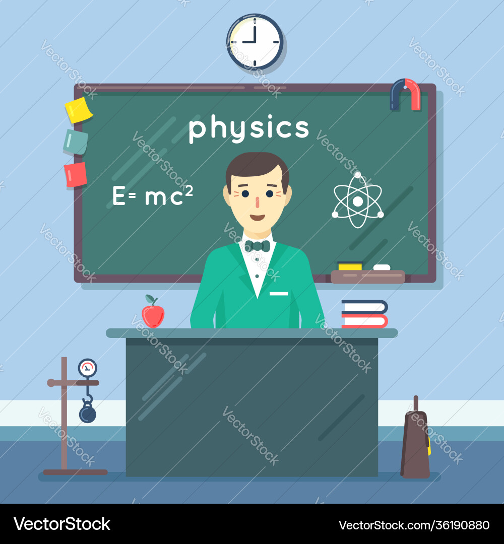 School physics teacher in audience flat education School physics teacher in audience flat education vector image