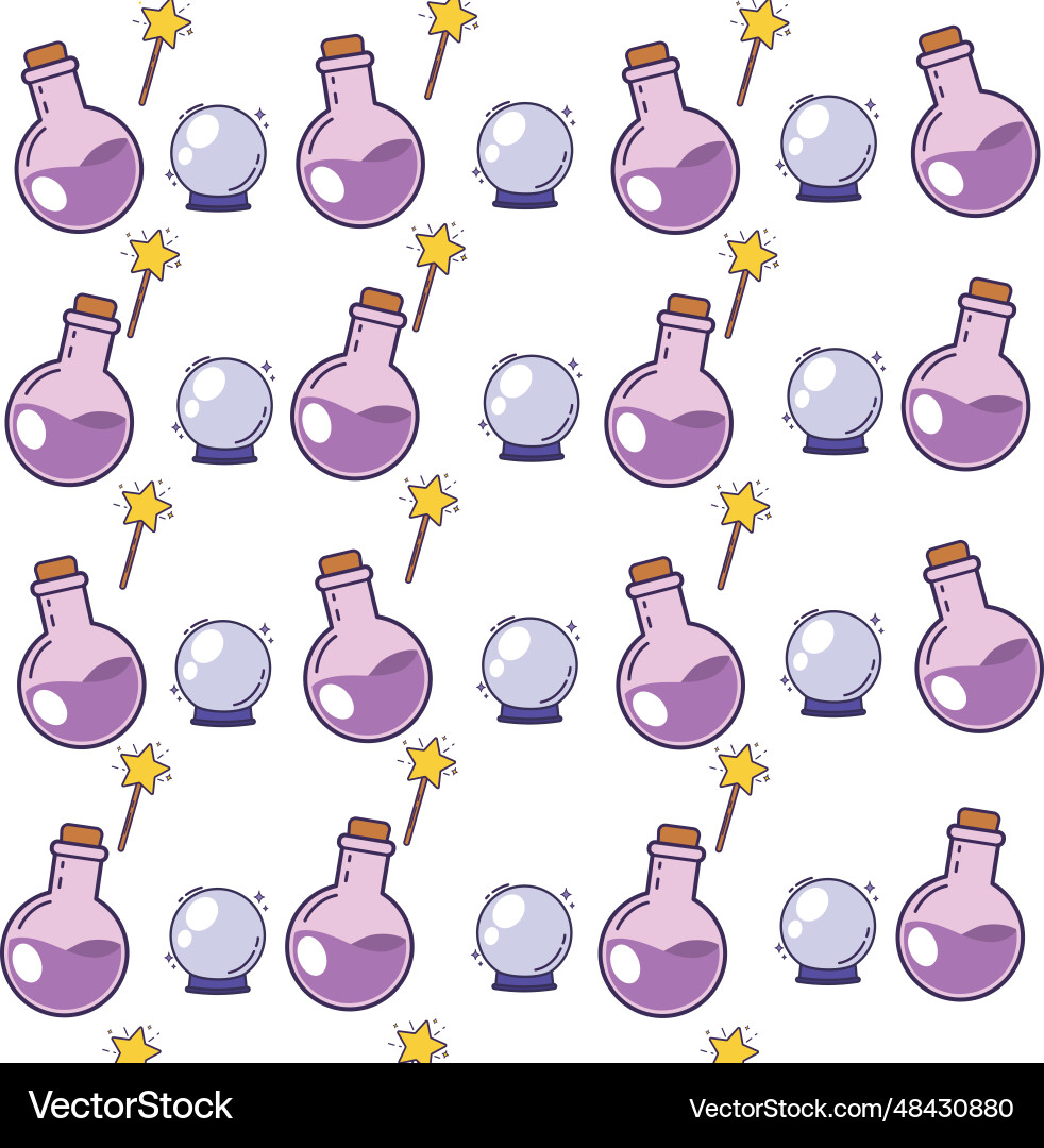 Seamless pattern background with magic icons vector image