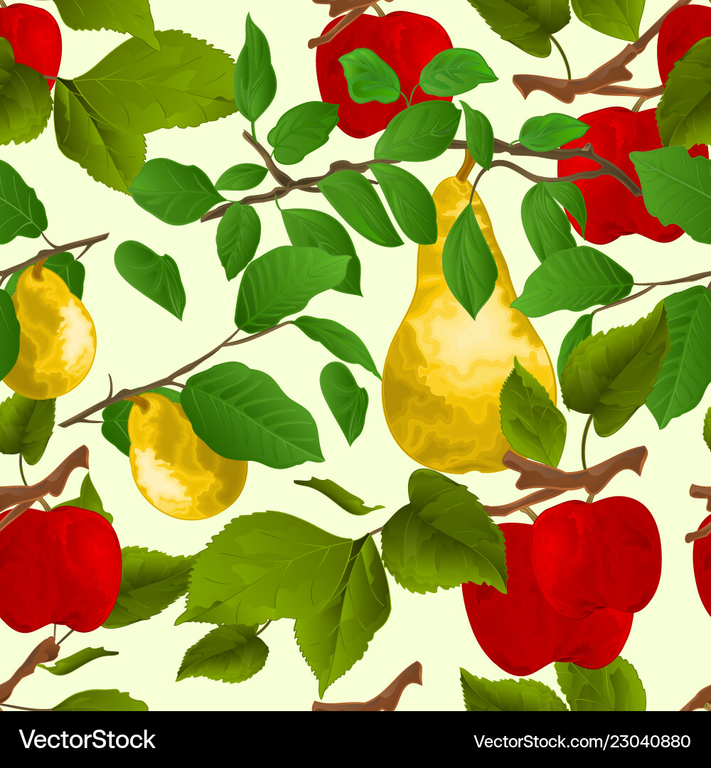 Seamless texture branch apple tree with pear Vector Image