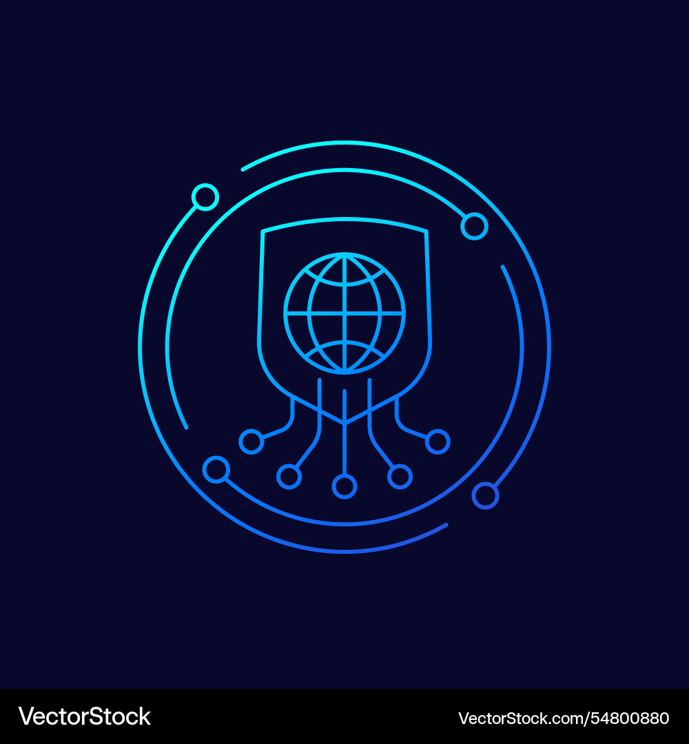 Secure network icon online security linear design Vector Image