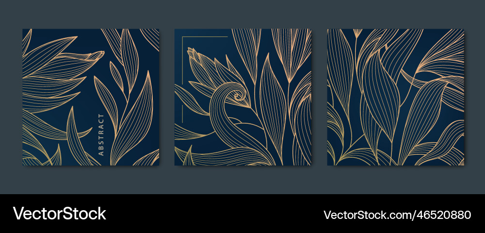 Set of abstract luxury golden square cards Set of abstract luxury golden square cards vector image
