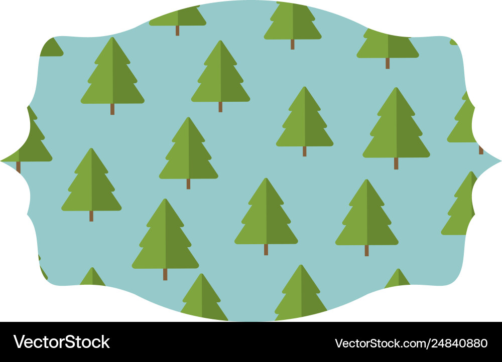 Tree pines pattern label frame Vector Image