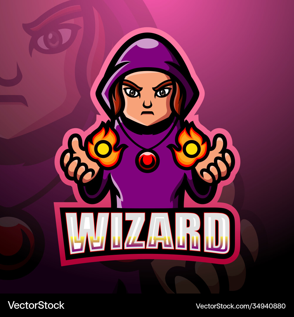 Wizard mascot esport logo design Wizard mascot esport logo design vektorbild