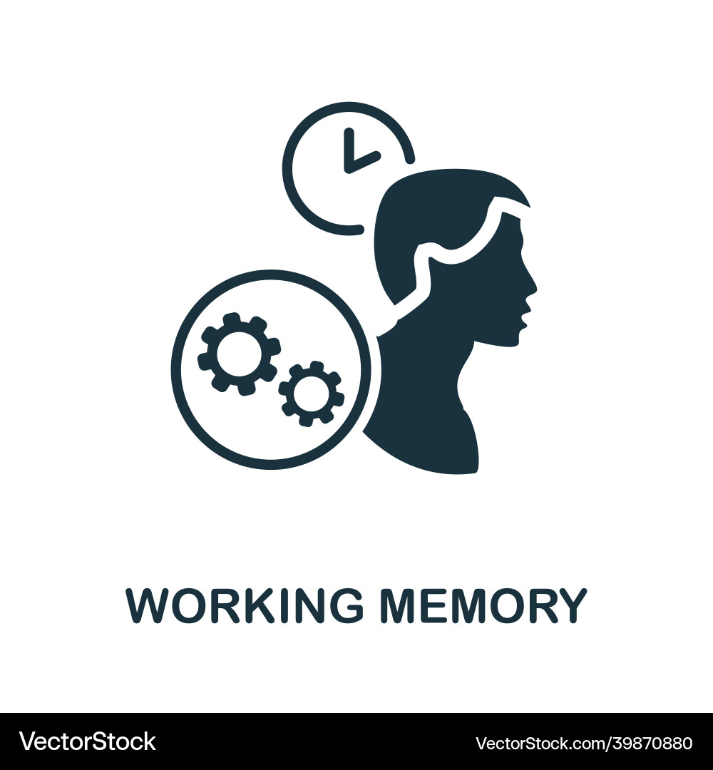 Working memory icon monochrome sign from Vector Image