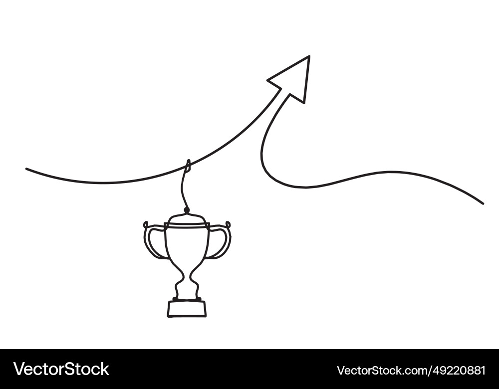 Abstract continuous lines arrows with trophy vector image