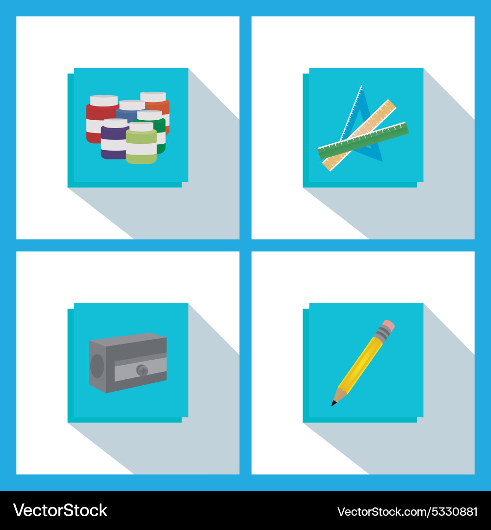 Abstract school objects on a blue square vector image
