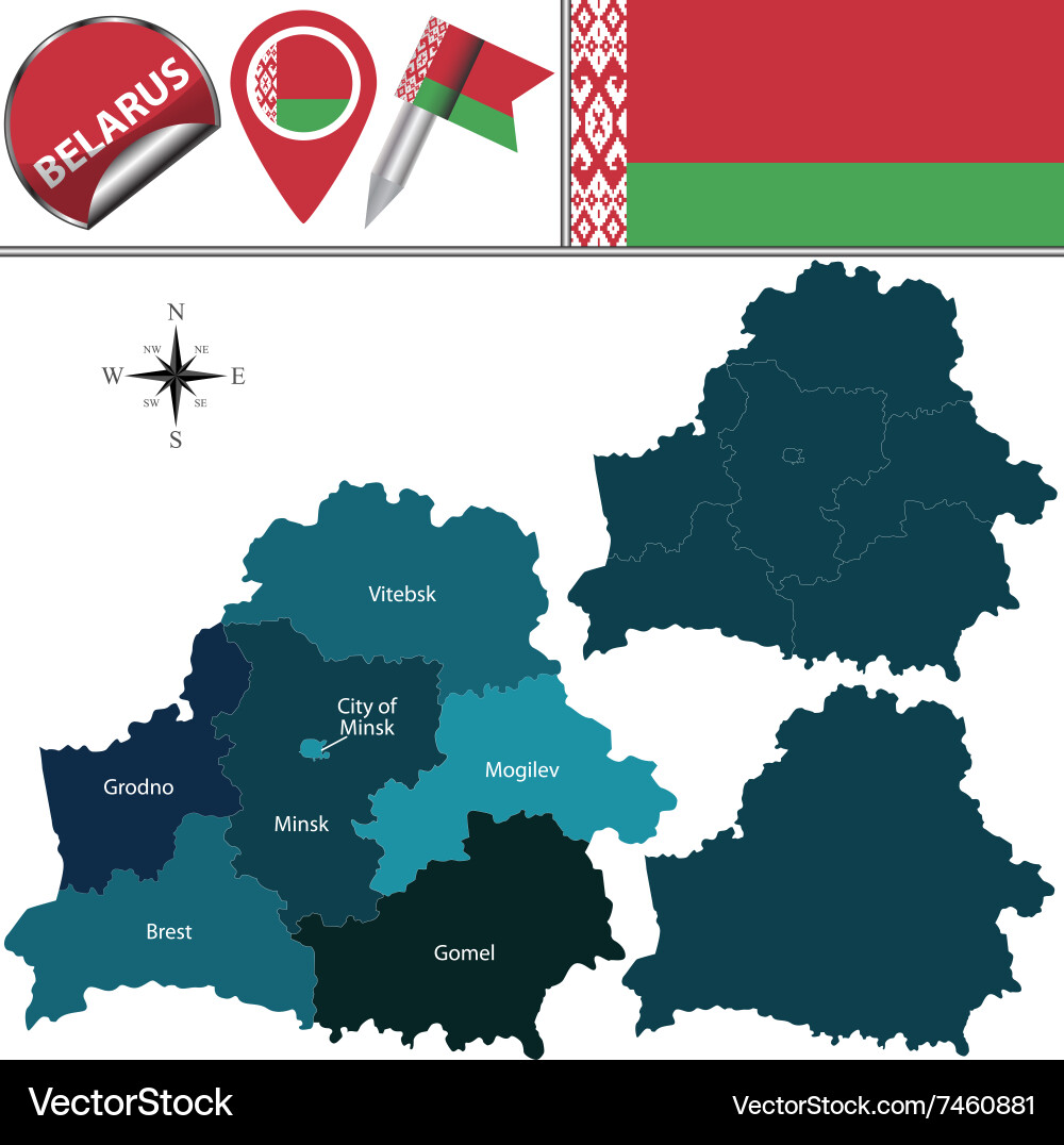 Belarus map with named divisions vector image