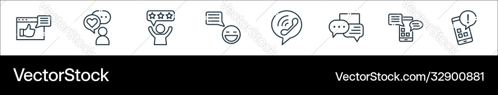 Chatting and communication line icons linear set Vector Image