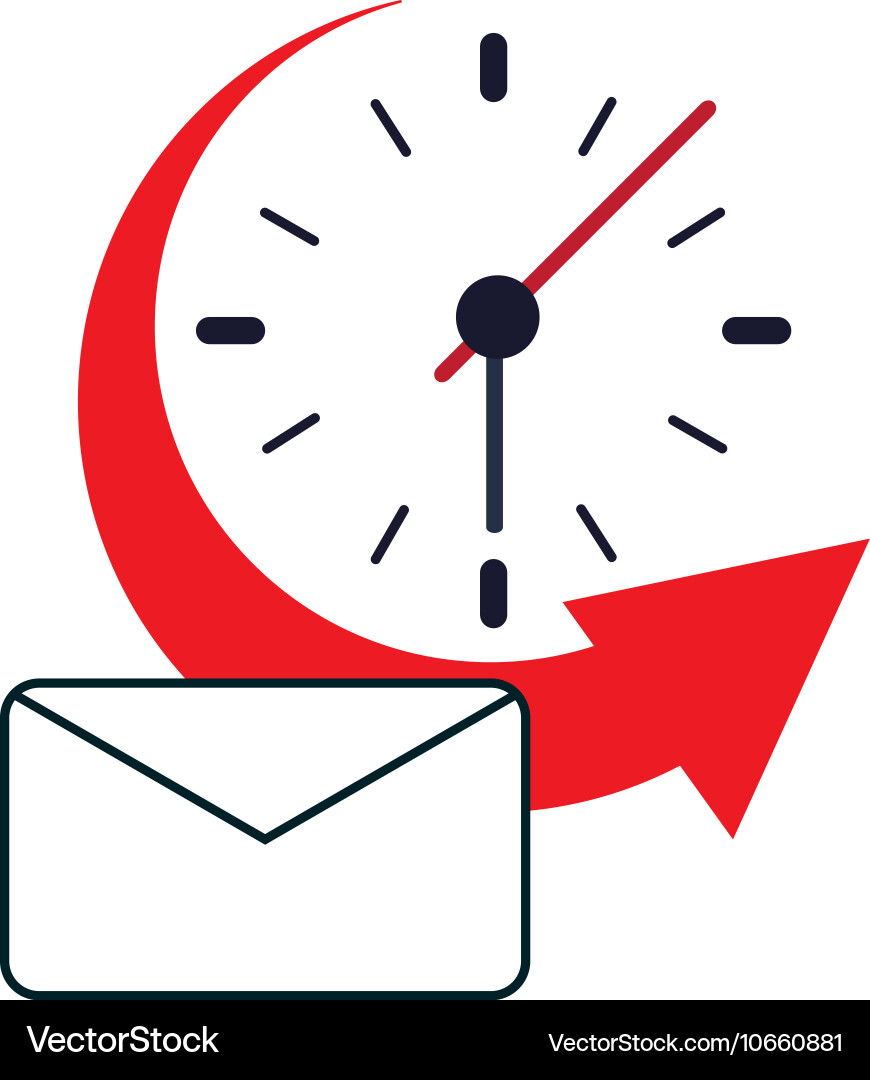 Clock with arrow and envelope icon vector image
