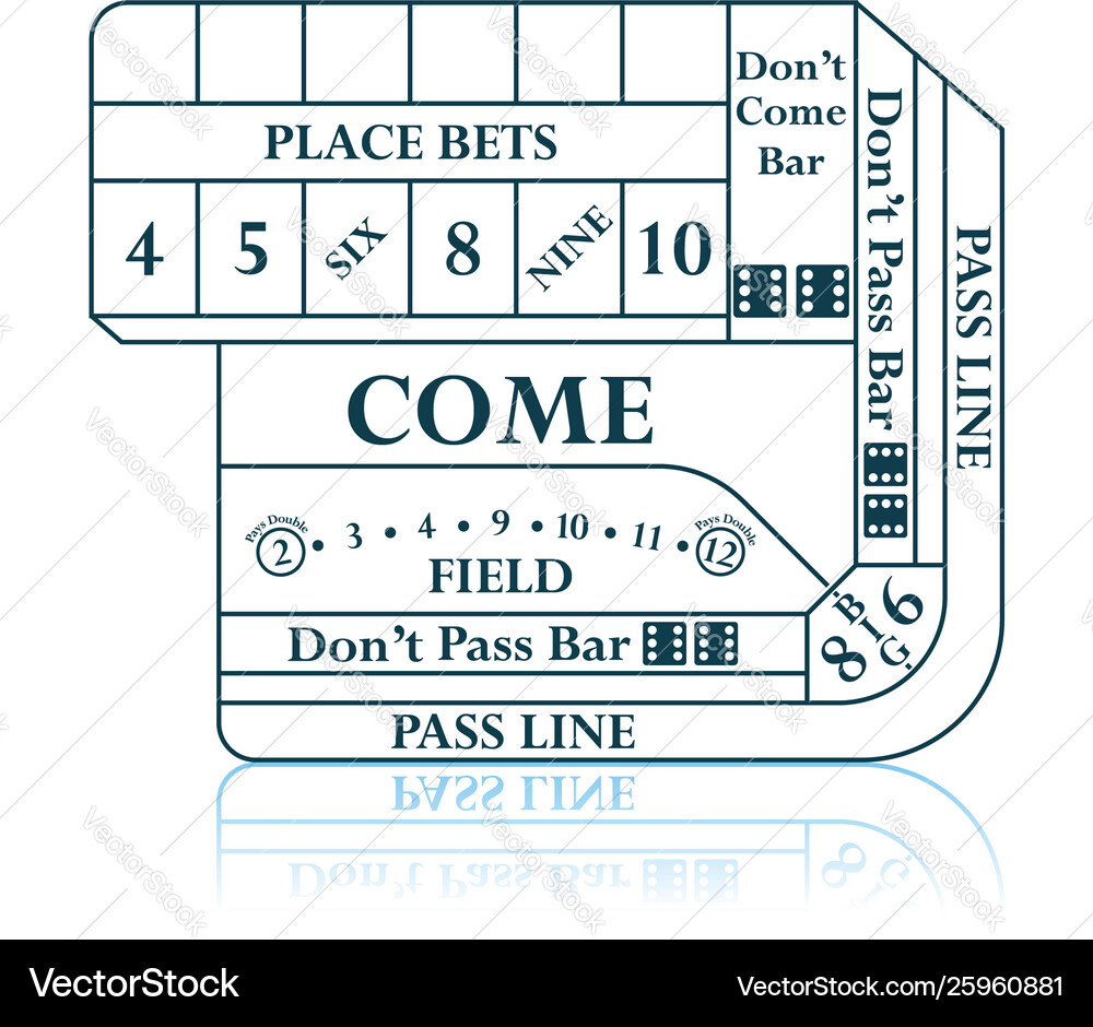 Craps Table Icon - Shadow Reflection vector image