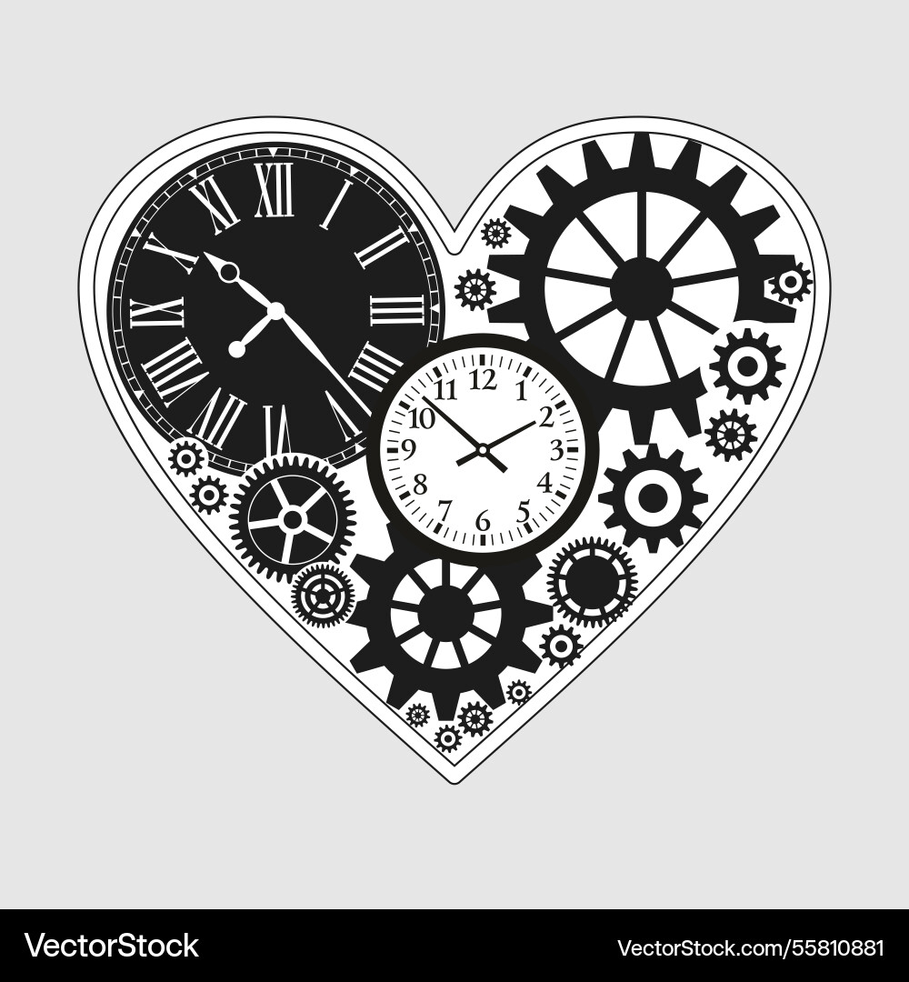 Gears on a grey background mechanisms clock Vector Image