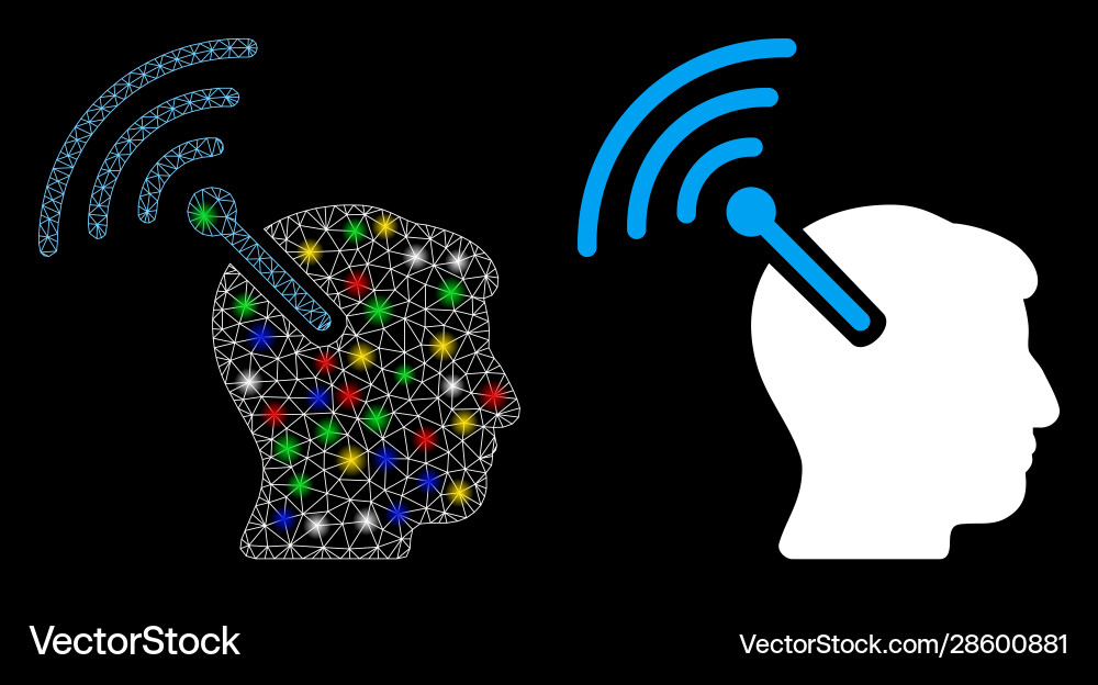 Glossy mesh 2d radio neural interface icon Glossy mesh 2d radio neural interface icon vector image