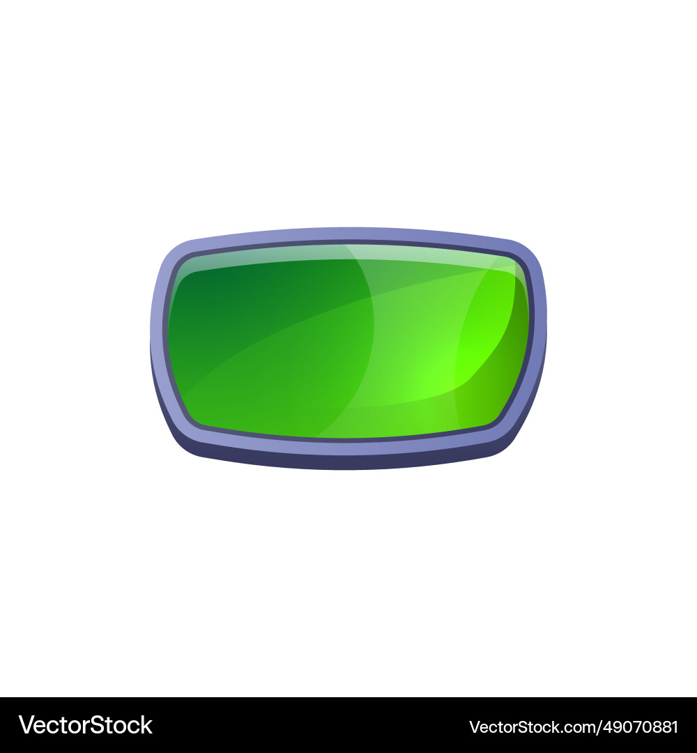 Green game button in a gray frame vector image