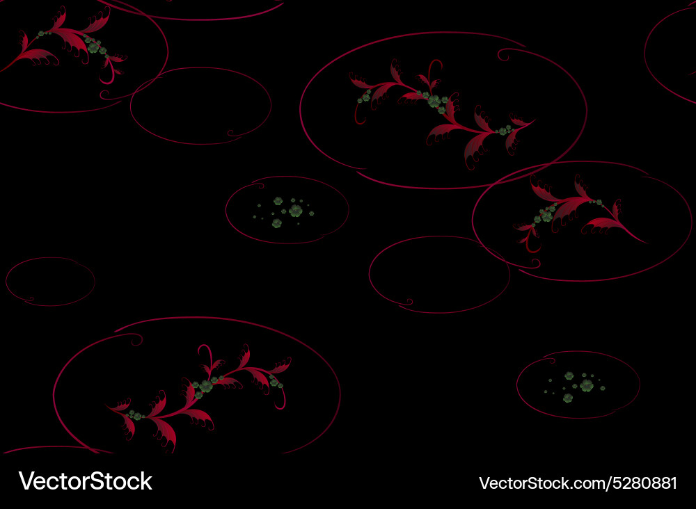 Seamless black background with patterns of red vector image
