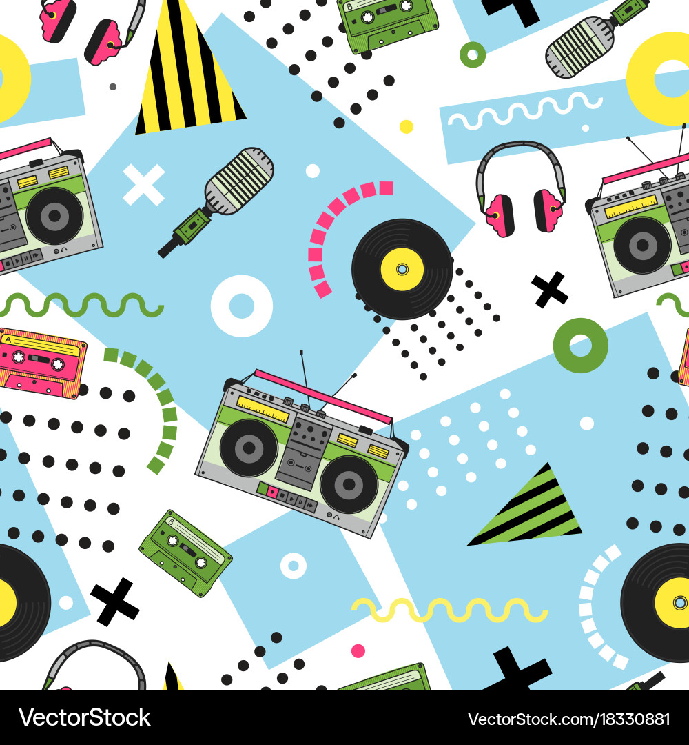 Seamless pattern in memphis style with hand drawn Vector Image