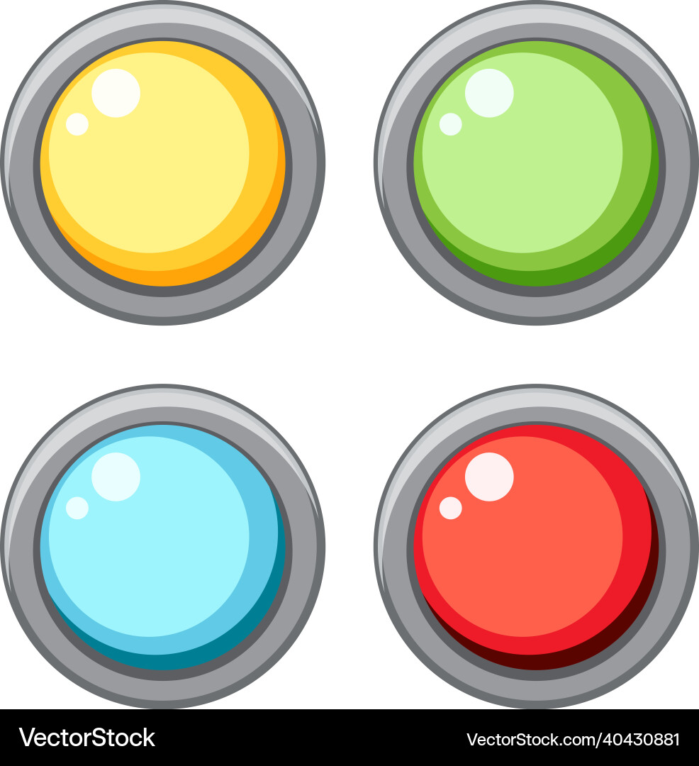 Set of different light button game element Set of different light button game element vector image
