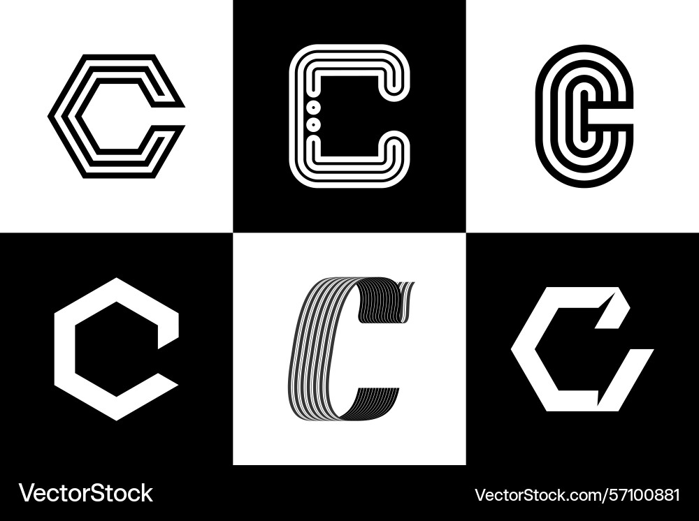 Set of letter c font and logo design Vector Image