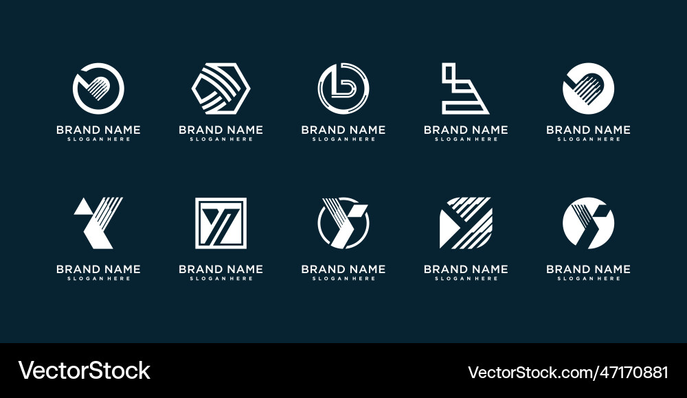 Set of logo collection with initial b and y Vector Image