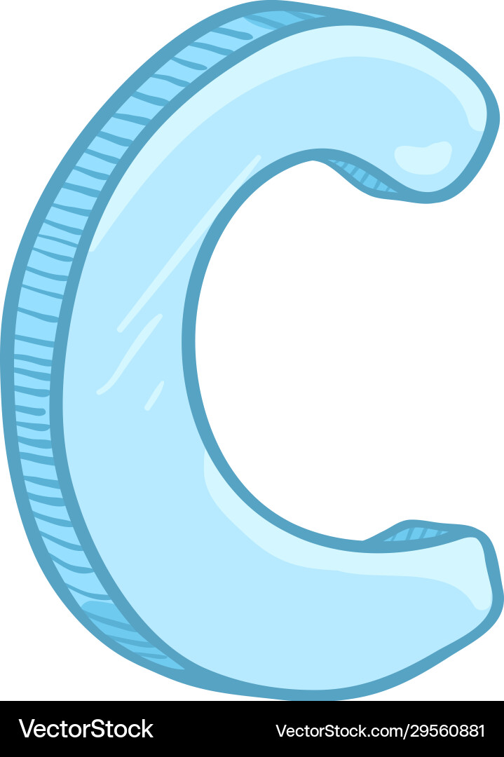 Single cartoon - ice blue letter c Single cartoon - ice blue letter c vector image
