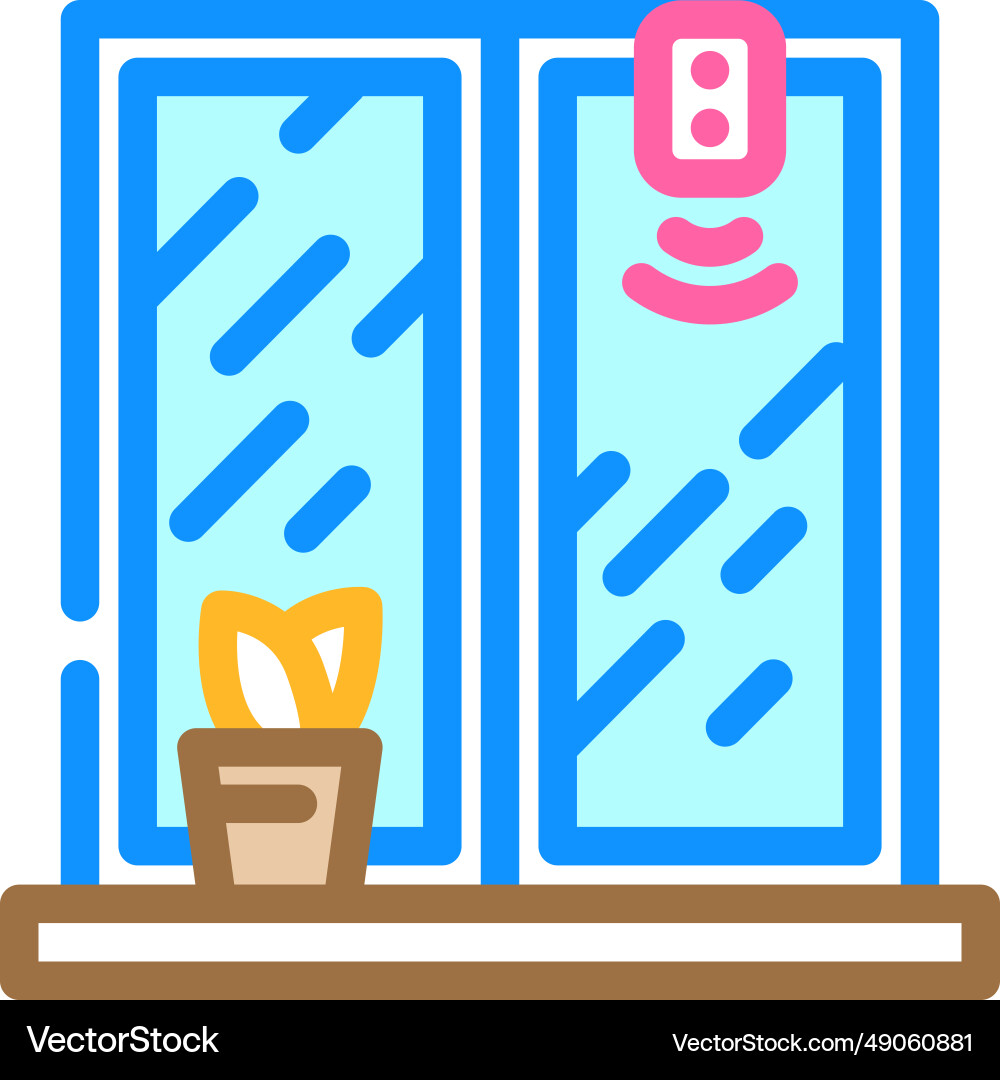Smart window sensor home color icon Smart window sensor home color icon vector image